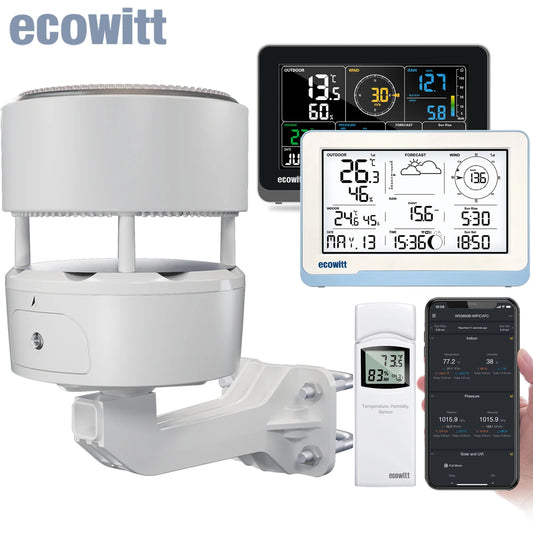 Ecowitt-Estación Meteorológica Inalámbrica Essense3, dispositivo con pantalla de 7,5 pulgadas, monitores de temperatura, humedad, presión, lluvia, velocidad y dirección del viento