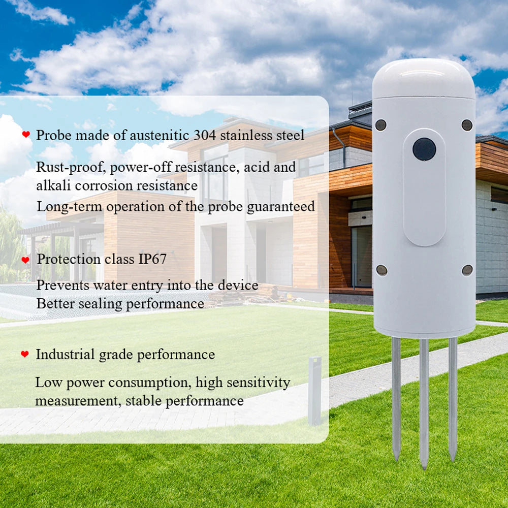 ZIGBEE - Medidor de humedad y temperatura del suelo de jardín con puertas de enlace ZIGBE, sensor impermeable para exteriores, compatible con la aplicación inteligente TUYA