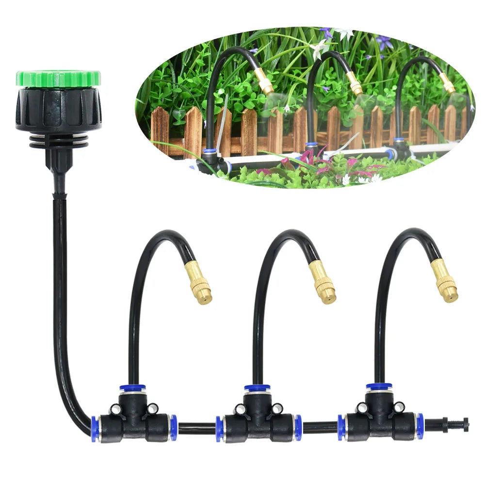 Sistema de refrigeración por nebulización para exteriores, Kit de conector de boquillas atomizadoras de latón de 8mm para riego de jardín, Patio e invernadero